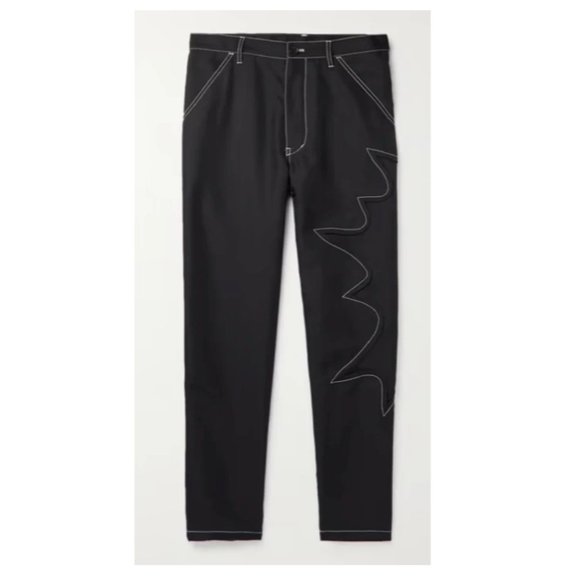Comme Des Garcons Shirt Contrast Stitch Straight Leg Gabardine Trousers Black XL